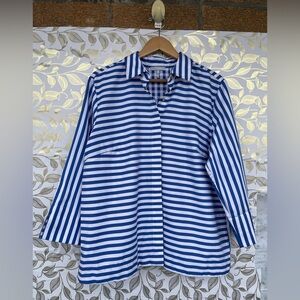 Hinson Wu XENA Striped Cotton Blouse | Blue & White Gingham Back Detail | Size L